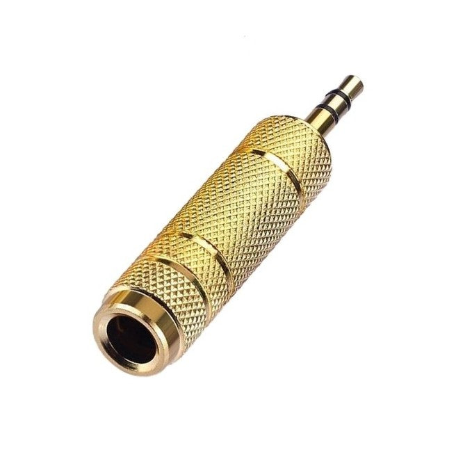 3.5mm MALE TO 6.35mm FEMALE GOLD JACK PLUG AUDIO STEREO AUX ADAPTER