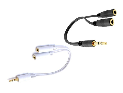 3.5mm HEADPHONE EARPHONE SPLITTER JACK MALE TO 2 FEMALE CABLE AUDIO EXTENSION